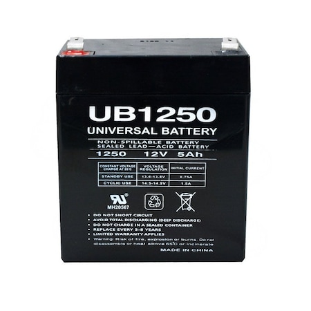 Upg Sealed Lead Acid Battery, 12 V, 5Ah, UB1250, F2 Faston Tab Terminal, AGM Type D5777